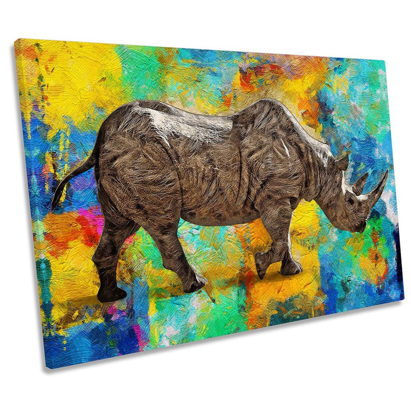 Z2116 Rhino Modern - Wrapped Canvas Art Prints, 30.5cm H x45.7cm W x2cm D 