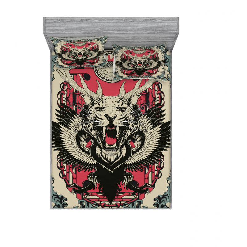 Ensemble de draps gothique, Ensemble de drap pour grand lit avec drap-housse