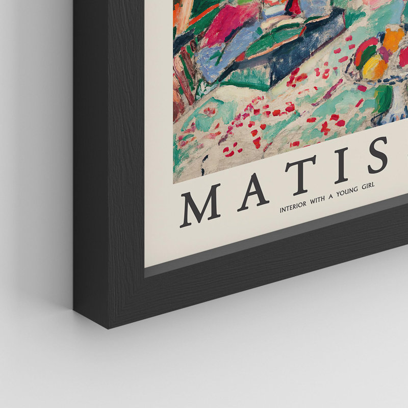 Matisse abstraite botanique encadrée sur papier, impression de 4 pièces, Noir, H 16 po x l 12 po