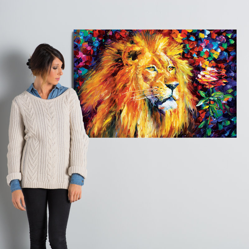« lion »-impression sur toile tendue, H 26 po x l 40 po x P 1,5 po