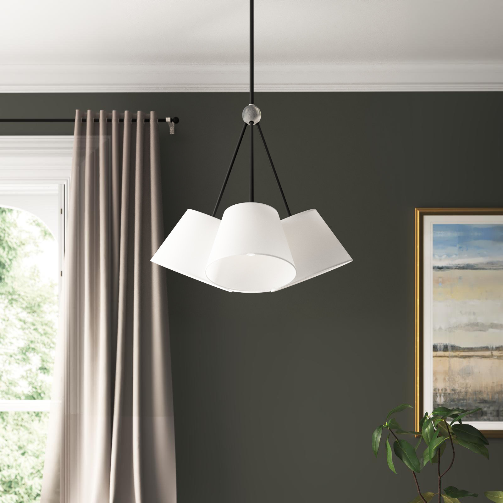 Grove 4-Light Chandelier, Black, Off-white