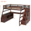 Lit mezzanine double avec 7 tiroirs, 2 tablettes et bureau-717546569