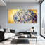 «Blue Hydrangea Floral Gold Accents», ensemble de 3 reproductions d'art sur toile tendues-2050097997