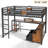 Metal Loft Bed with Built-in Desk and Storage Drawers, Twin XL, Black-820393162