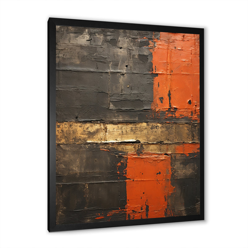 Passage in Time Distress Orange - impression, H 40 po x l 30 po x P 1,5 po, Cadre simple noir