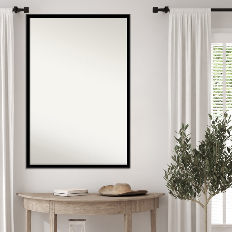 Incline Non-Beveled Wood Framed Wall Mirror, 25.5" x 37.5", Black