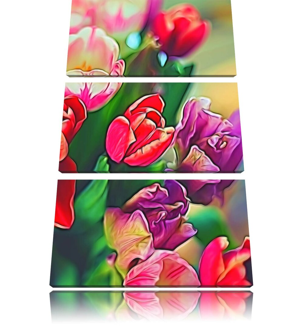 3-tlg. Leinwandbilder-Set „Tulpen", Grafikdruck