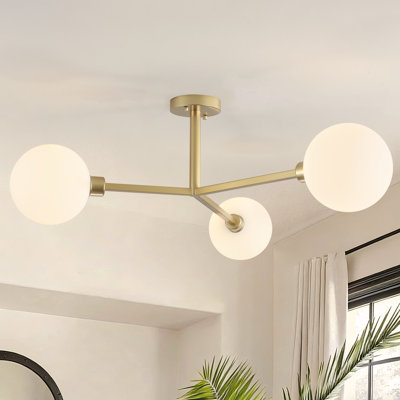 Plafonnier semi-encastré 3 lumières en verre
