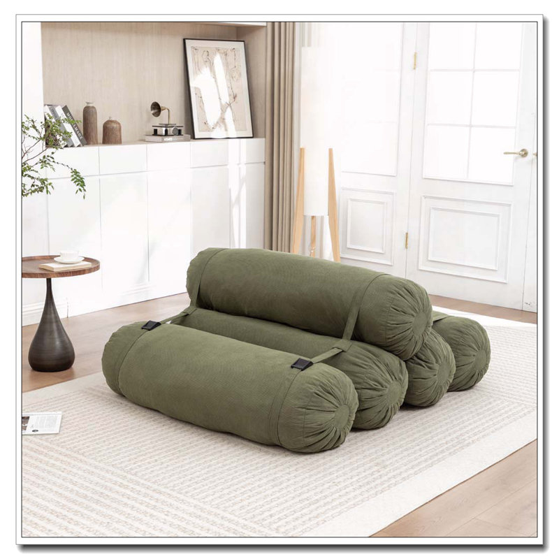 Chaise de plancher ajustable, canapé en velours côtelé avec sangles réglables, Vert