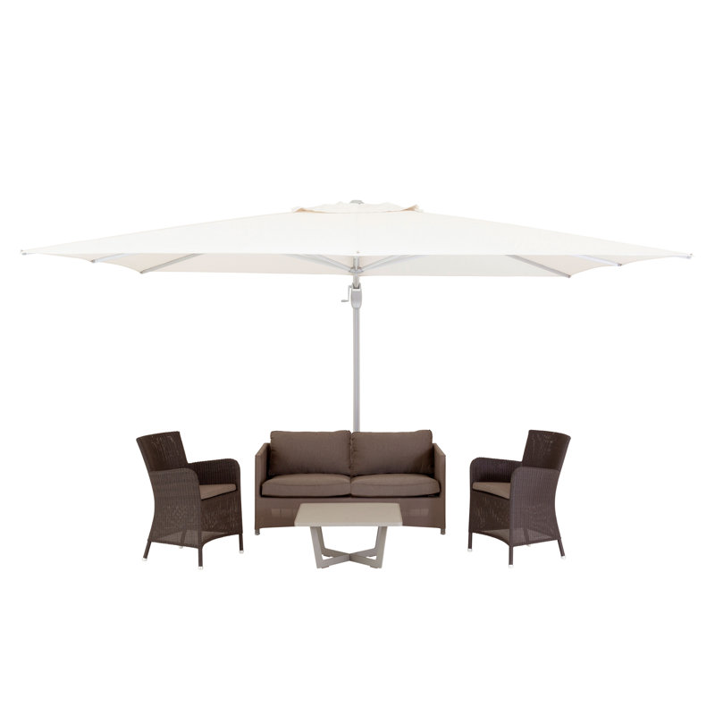 Pavone 10' Square Cantilever Umbrella (Grip Handle), Pewter, Paver Frame, Grey