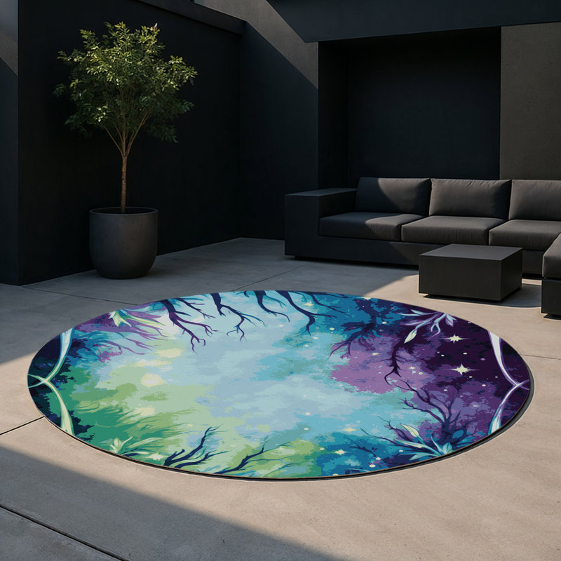 Tapis intérieur et extérieur Starlit Thicket, Rond 5 pi