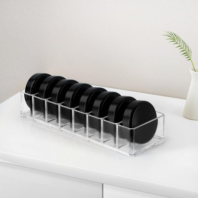 Ensemble de 2 boîtes de rangement compactes en acrylique transparent pour maquillage, 8 espaces de rangement