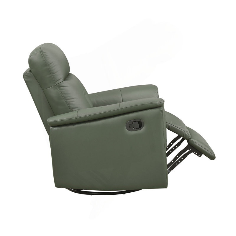 Leather Upholstered Swivel Glider Reclining Chair Luxury Living Room Furniture Comfort Chair 1Pc Plush Comfort, Green