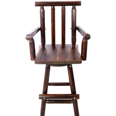 Tabouret de bar rustique brun avec pivotant à 360 ° et repose-pieds pour accoudoir de salle à manger ergonomique