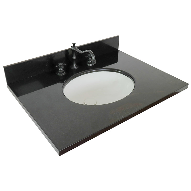 31'' Black Galaxy Granite Vanity Top with White Ceramic Undermount Sink