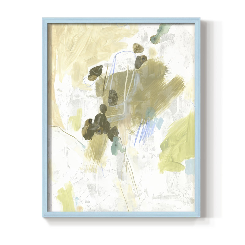 Cantique II, reproduction encadrée - bois massif, Bleu, H 21 po x l 17 po