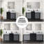 Black And Grey Double Bath Vanity 84 In. W X 22 In. D, Castle Marble Top, Chrome Faucet Set And 34 In. Mirrors
