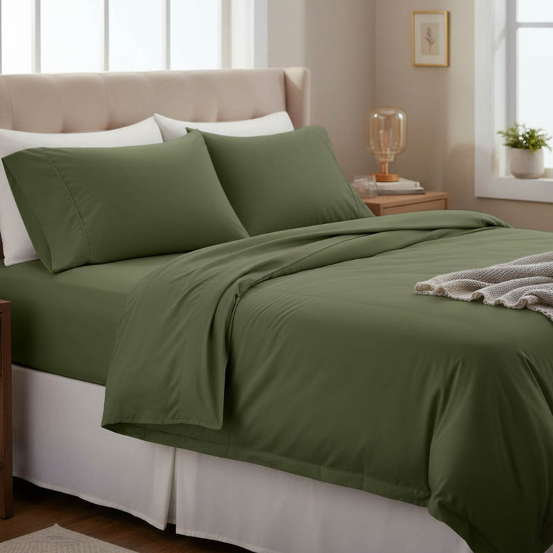 Ultra-Soft Microfibre Double Bed Sheet Set, Green