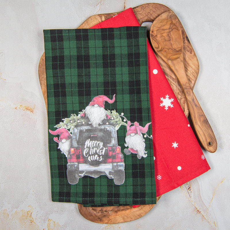Ensemble de serviettes Holiday Gnomes on a Jeep Tw