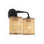 Meuble-lavabo double avec abat-jour en rotin naturel Quell