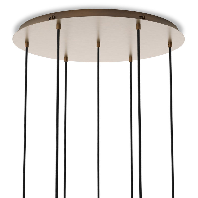 Cluster 7 - Light Chandelier, Clear Asymerical, Heritage Bronze Brass