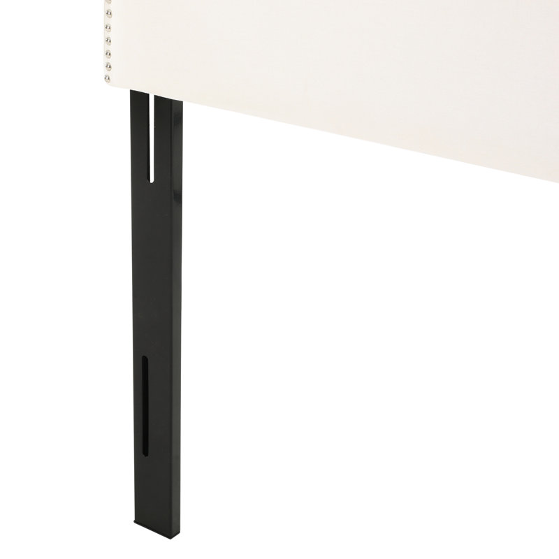 Grande et grande tête de lit, conception arquée gracieuse, jante cloutée, pieds réglables pour une durabilité et une élégance tête de lit - Tissu en mousse