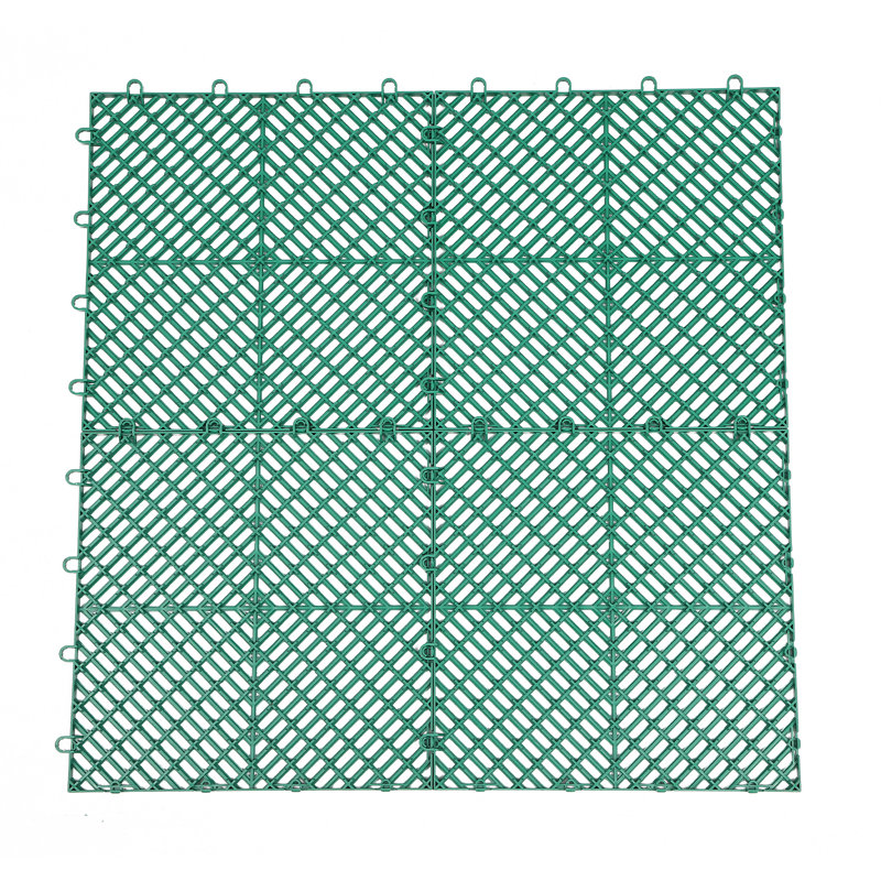 11.81'' x 11.81'' Interlocking Deck Tiles Nonslip Drainage, Green