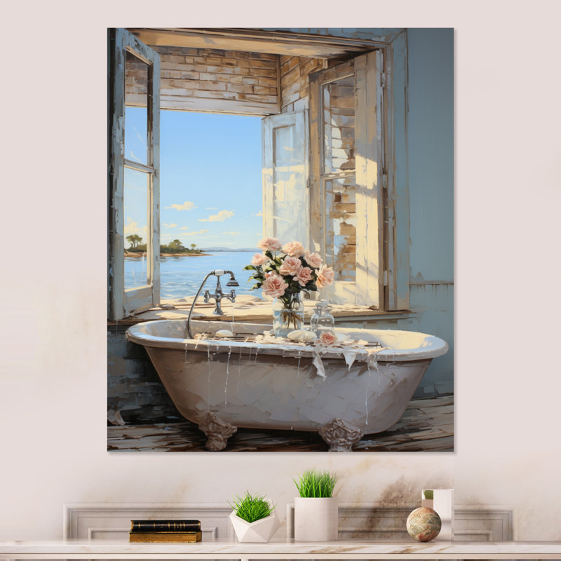 Salle de bain Coastal Escape - Décoration murale en métal pour salle de bain, H 40 po x l 30 po x P 1 po