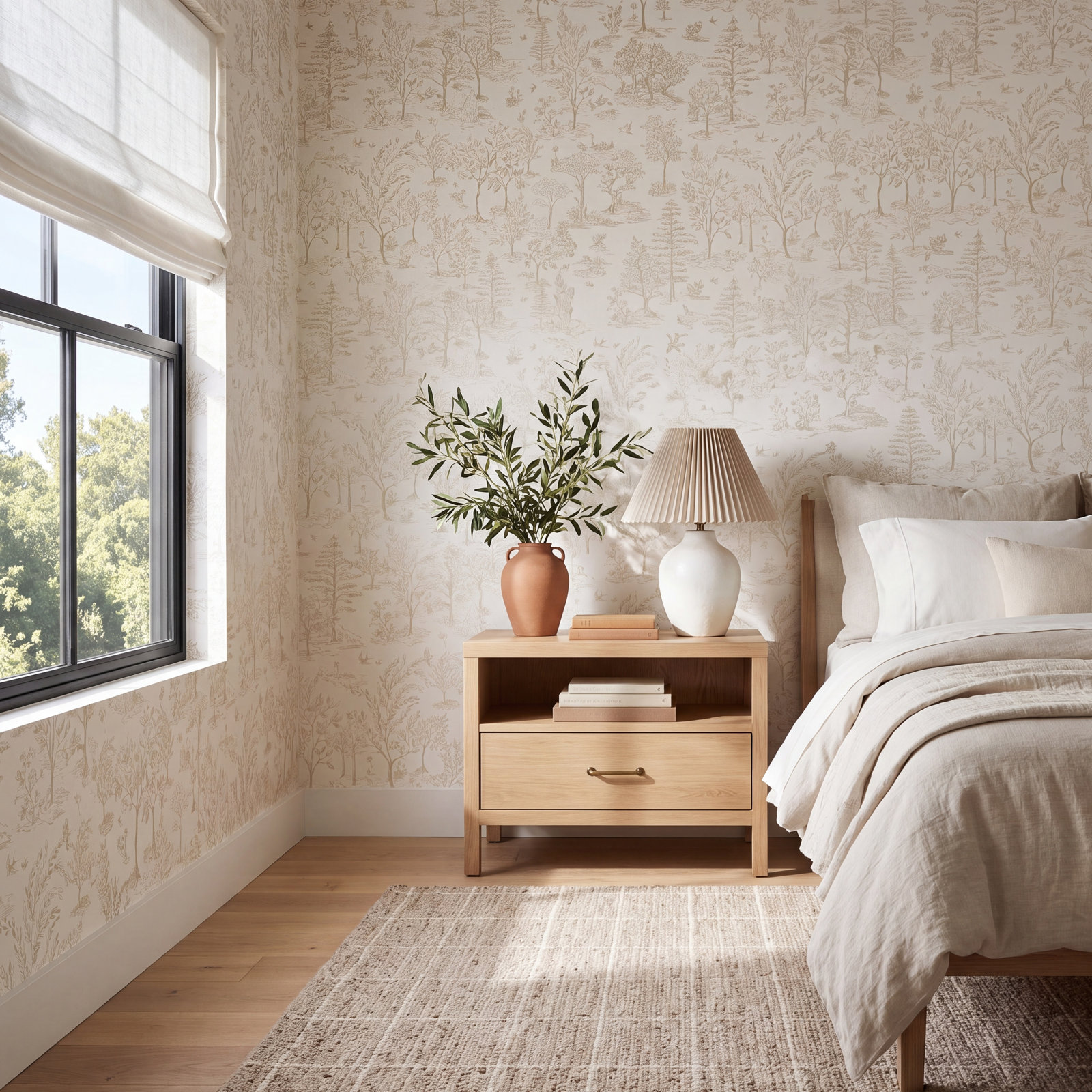Arbor Toile Self-Adhesive Wallpaper Roll, Taupe