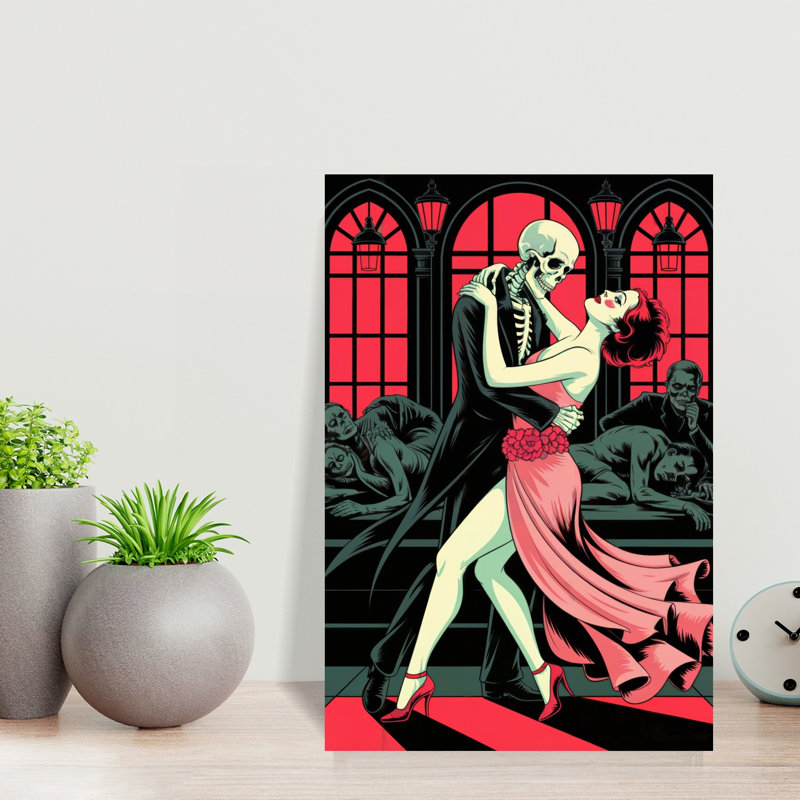 Gothic Skeleton Dance Elegant Gothic Retro Wall Art Print 1 Piece Wrapped Canvas Wall Art, 45.72cm H x 30.48cm W