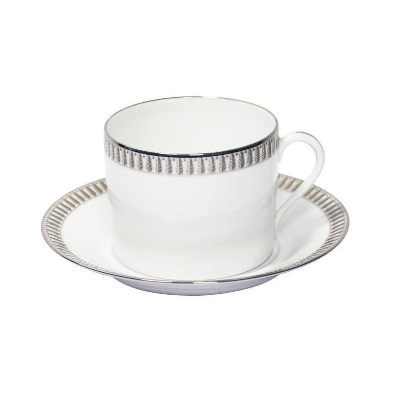 Plumes Porcelain Cappuccino Cup, Platinum