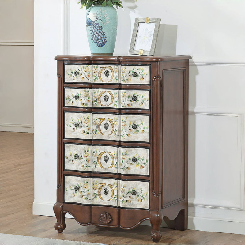 5-Drawer Hand-Painted Entryway Accent Chest