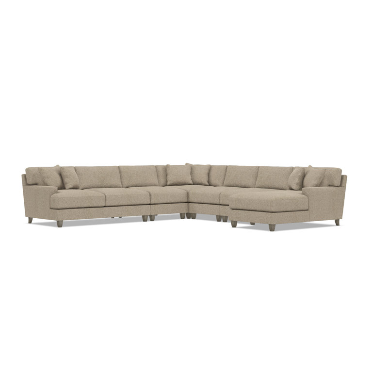 Bernhardt Mila 6-Piece Fabric Sectional, Light Brown Polyester, Right Hand Facing, 33.5" H x 137" W x 137" D