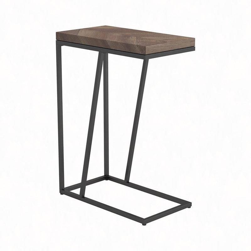 Table d'appoint rustique tabac à chevrons et sable