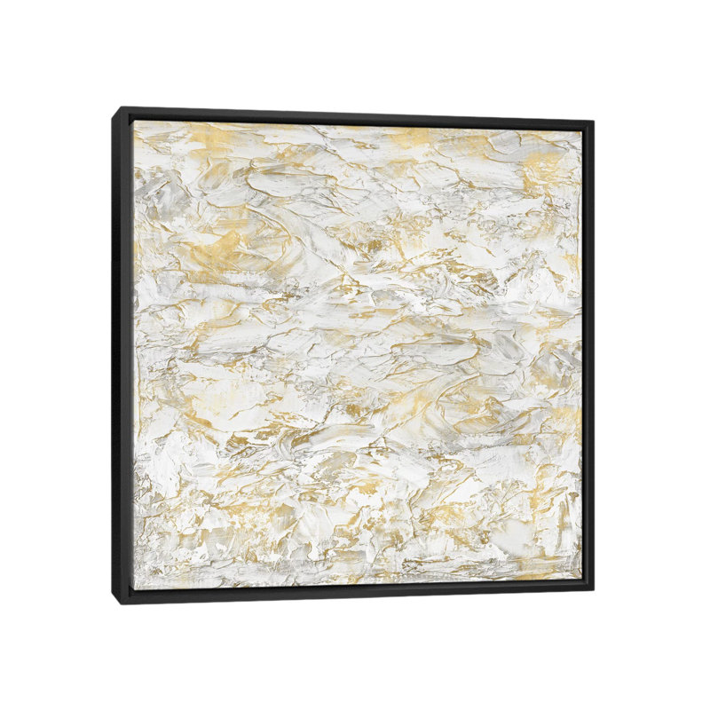 «Textural with Gold II», impression sur toile, H 18 po x l 18 po x P 1,5 po, Toile avec cadre noir, Pas de tapis
