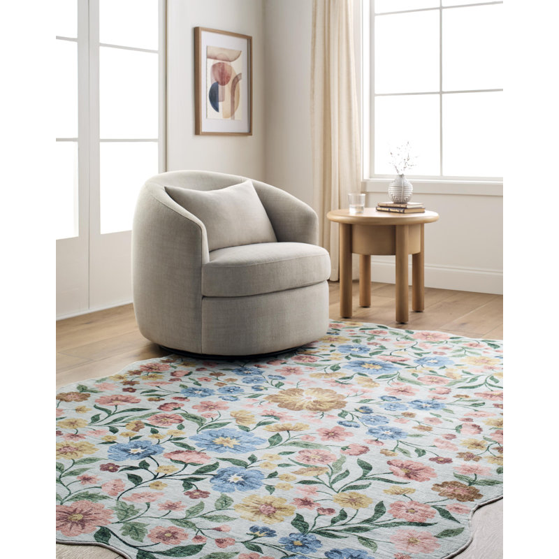 Eavan  Machine Woven Rug, Rectangle 7'6" x 9'5", Blue/Brown/Pink/Tan/Teal/Green