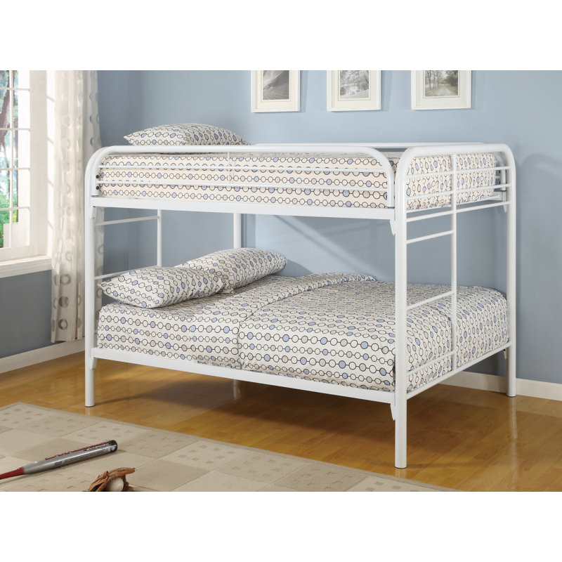 Lit plateforme superposé Armrong, Blanc, Simple sur double