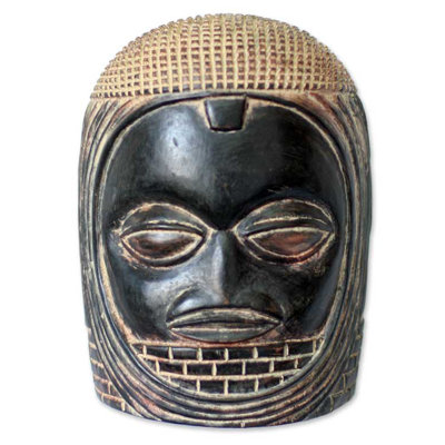Africa Veiled Queen Benin Wood Mask Bust