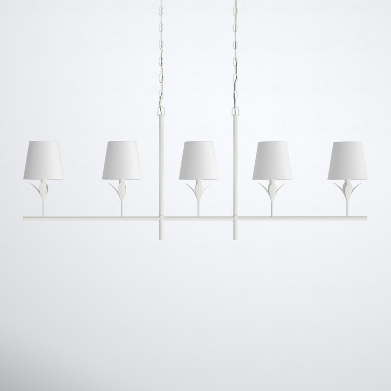 Kehlani 5 - Light Dimmable Kitchen Island Geometric Chandelier, Matte White