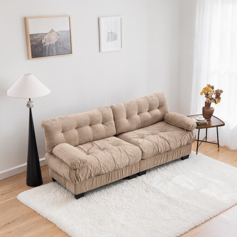 Causeuse en flanelle 88 po Geneveve, Marron clair