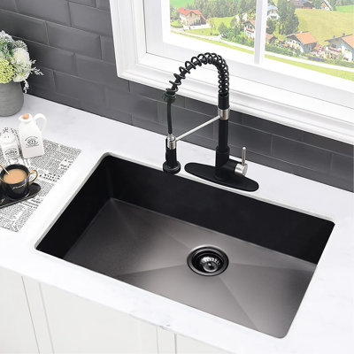 30" Undermount Kitchen Sink - Stainless Steel 18 Gauge, Sound Dampening, Heat , Stain & Scratch Rust , Deep Basin, X Groove Drainage, 3.5" Drain Opening Soundproof, Heatproof, Stainproof,