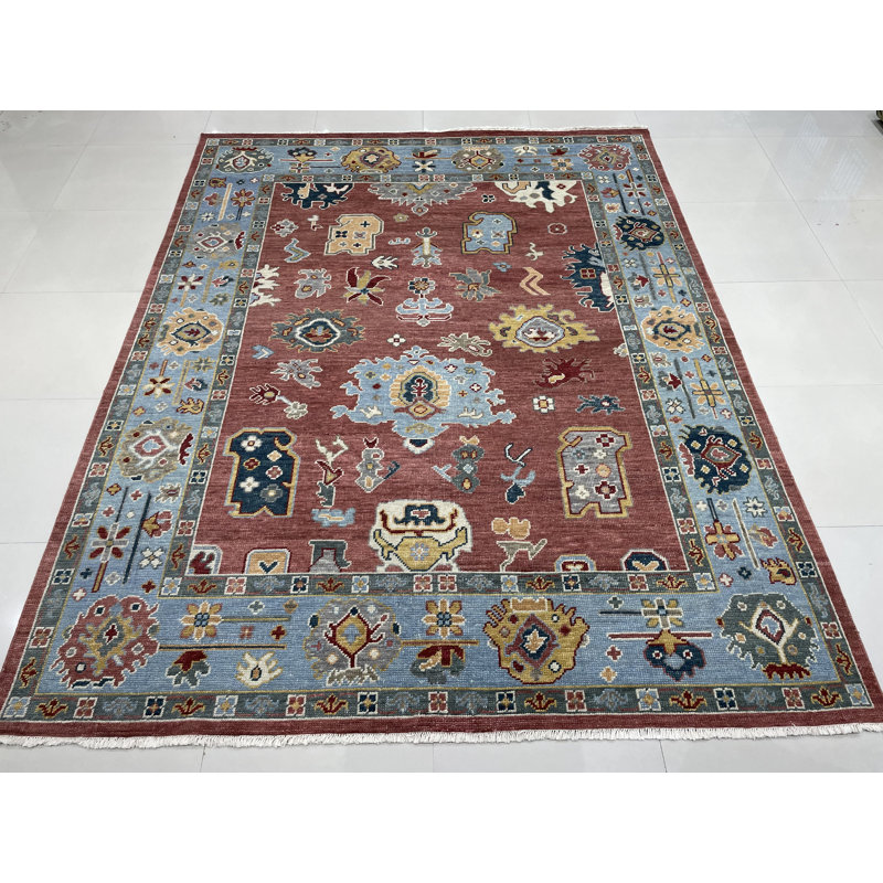 Rust Hand Knotted Wool Area Rug