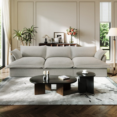 Linen Blend Cloud Couch Modular Sectional Sofa, Convertible Upholstered Cloud Sofa Comfy Deep Seat Couches For Living Room, Down Filled Sectional Sofa, Removable Washable Sofa Covers
