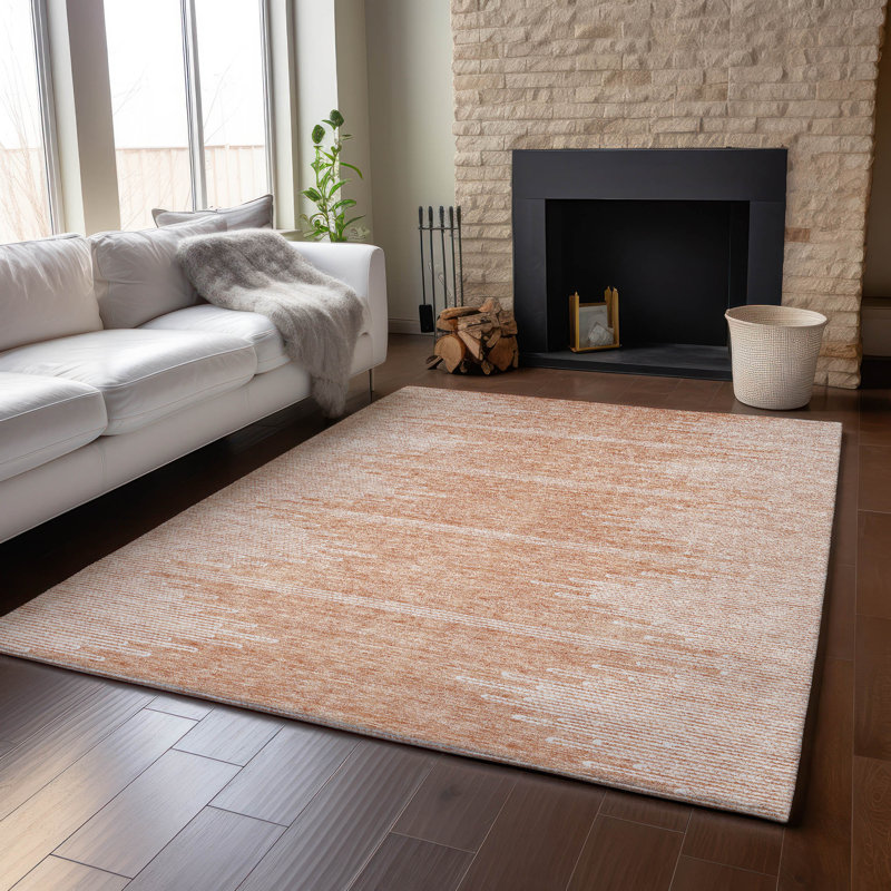 Premium Machine Washable Cerrito Salmon Rug, Rectangle 3' x 5'