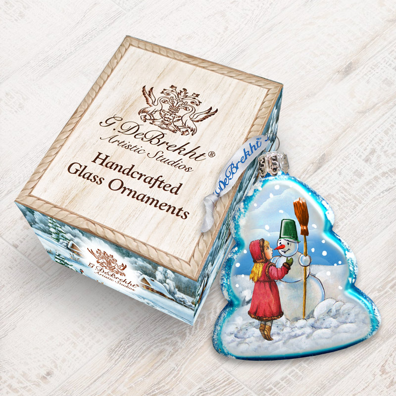 Ornement de verre bonhomme de neige playing