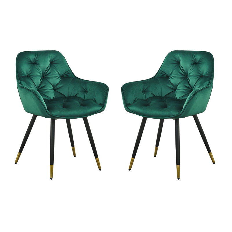 18'' H Tufted Velvet Armchair, Green