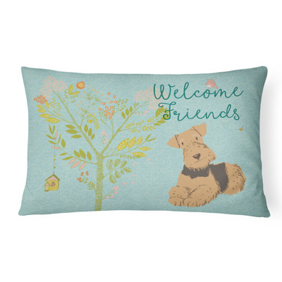  Coussin intérieur / extérieur Welcome Friends Airedale Terrier