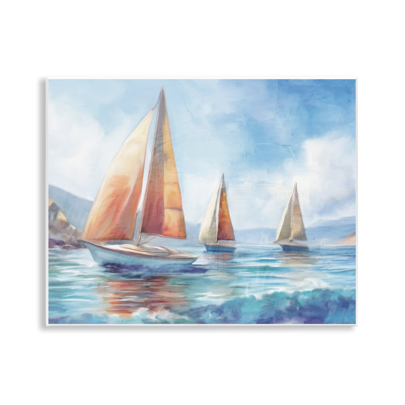 Trois bateaux à la dérive, art mural Kim Allen