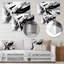 Abstrait abstrait vagues noires et blanches - Formes abstraites encadrées-2078898227-2078898237
