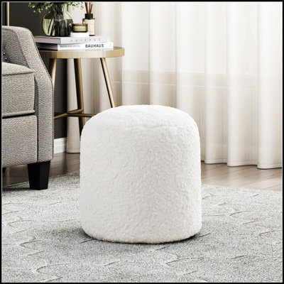 Repose-pieds moderne en fausse fourrure blanc cassé, repose-pieds, repose-pieds antidérapant, fauteuil à billes, siège confortable et élégant